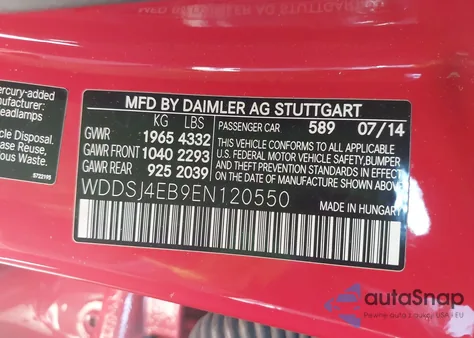 2014 Mercedes-Benz Cla 250 z USA, uszkodzony, nr VIN WDDSJ4EB9EN120550